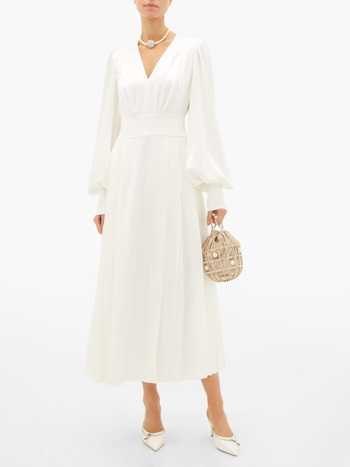Roksanda Teruko Balloon-sleeve Silk-charmeuse Dress Ivory