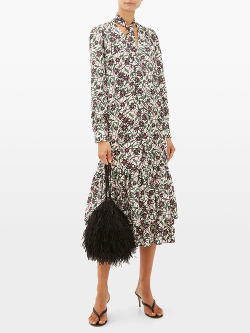 La DoubleJ Good Witch Scrambled Floral-print Pussy-bow Dress Multi - 50% Off Sale