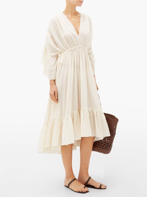 Loup Charmant Sunrise Open-back Organic-cotton Dress Ivory - 30% Off Sale