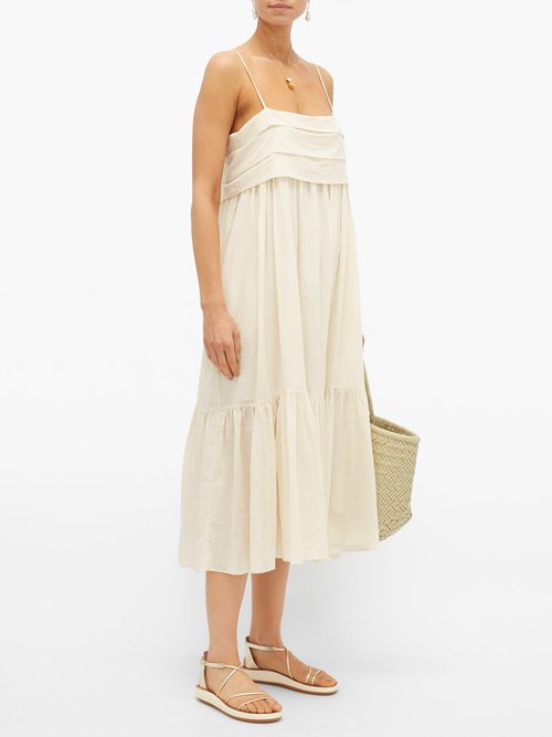 Loup Charmant Iliana Bow-back Organic-cotton Dress Ivory