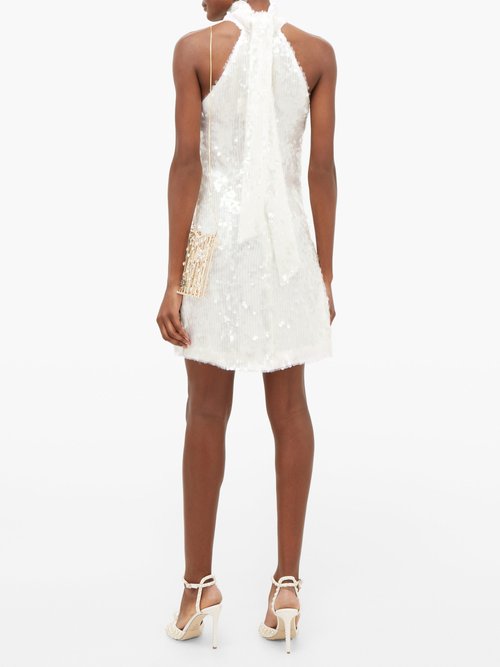 Buy Galvan Gemma Sequinned Chiffon Dress White online - shop best Galvan clothing sales