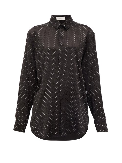 Buy Saint Laurent - Studded Silk Blouse Black online - shop best Saint Laurent 
