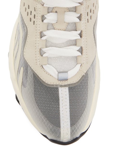 Buy Acne Studios Panelled Suede And Mesh Trainers Grey White online - shop best Acne Studios shoes sales
