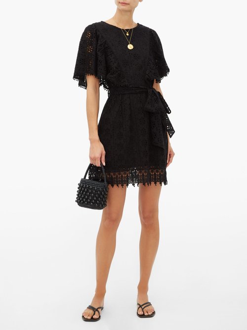 Melissa Odabash Kara Broderie-anglaise Cotton Mini Dress Black - 30% Off Sale