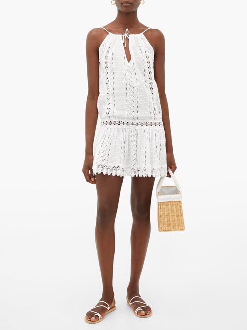 Melissa Odabash Chelsea Embroidered Cotton-voile Mini Dress White - 30% Off Sale