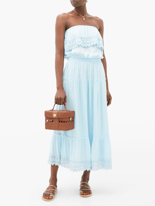 Melissa Odabash Clara Strapless Midi Dress Light Blue - 30% Off Sale