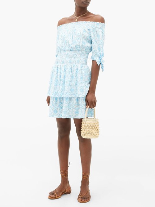 Melissa Odabash Camilla Amalfi Celeste Tile-print Mini Dress Blue Print – 30% Off Sale