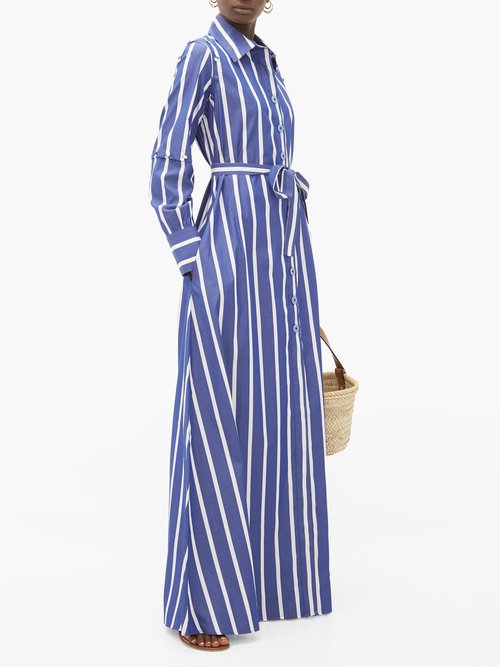 Evi Grintela Forget Me Not Striped Cotton Shirt Dress Blue Stripe - 70% Off Sale