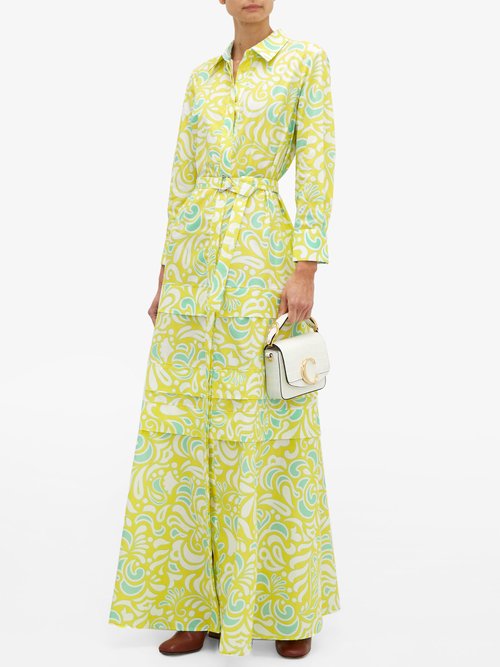 Evi Grintela Daisy Floral-print Cotton-poplin Maxi-dress Yellow Print - 70% Off Sale
