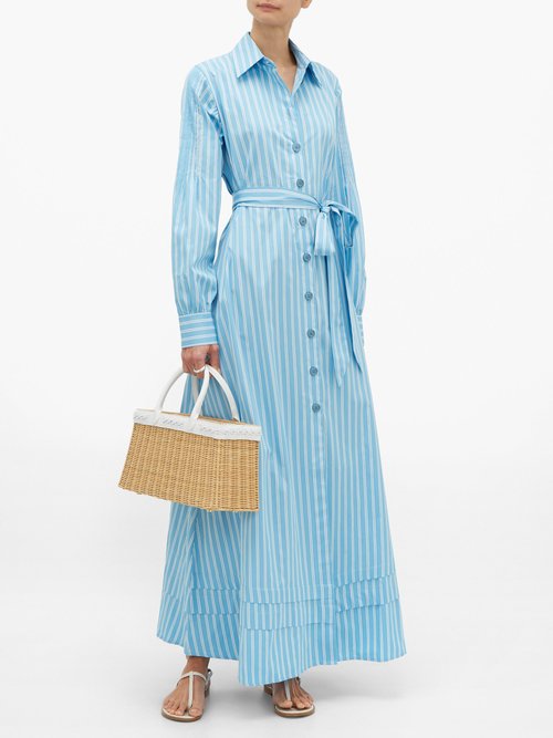 Buy Evi Grintela Lily Striped Cotton Shirt Dress Blue Stripe online - shop best Evi Grintela clothing sales