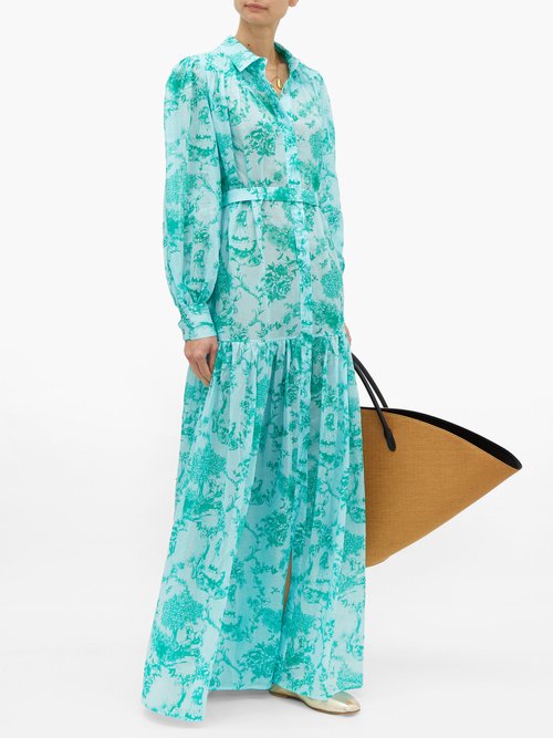 Evi Grintela Delphine Floral-print Cotton Dress Blue Print – 40% Off Sale