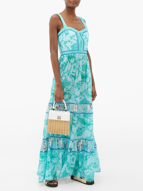 Evi Grintela Magnolia Countryside-print Cotton Maxi Dress Blue Print - 60% Off Sale