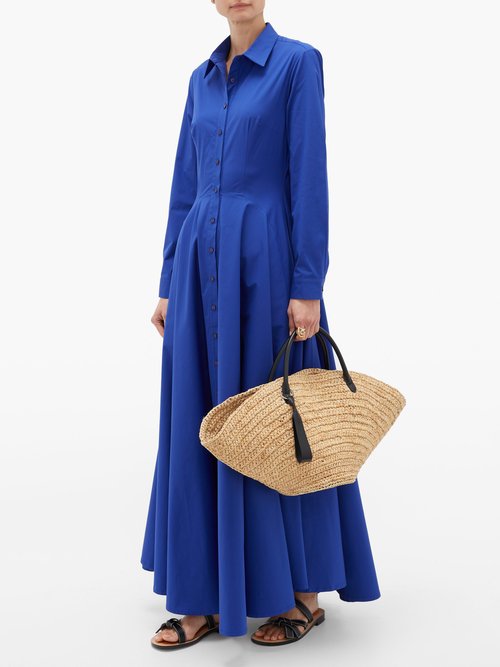 Evi Grintela Majorelle Cotton-blend Poplin Maxi Shirt Dress Blue