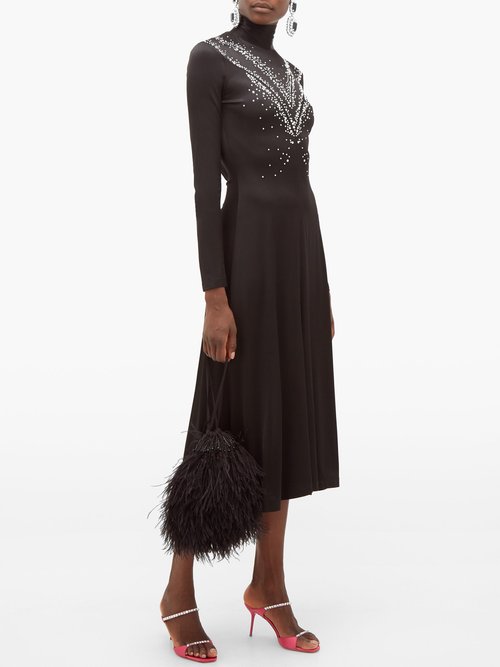 Buy Paco Rabanne Crystal-embellished Jersey Midi Dress Black online - shop best Paco Rabanne clothing sales