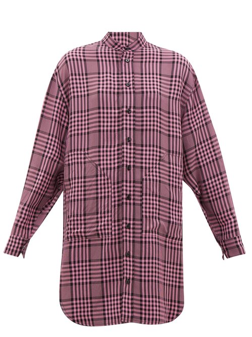 Buy Colville - Longline Checked Poplin Shirt Pink Multi online - shop best Colville 