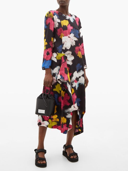 Colville Handkerchief-hem Floral-print Satin Dress Multi - 70% Off Sale