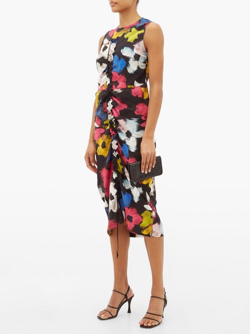Buy Colville Floral-print Satin Maxi-dress Multi online - shop best Colville clothing sales
