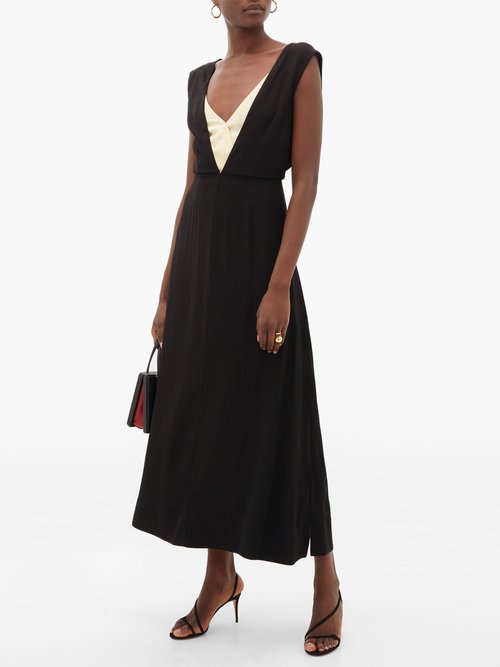 Colville Layered-bodice Dress Black White - 70% Off Sale