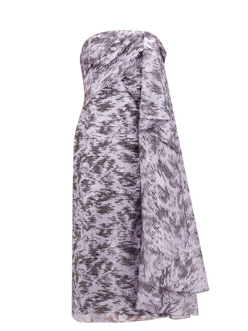 Halpern – Draped Lamé Fil-coupé Organza Dress Purple