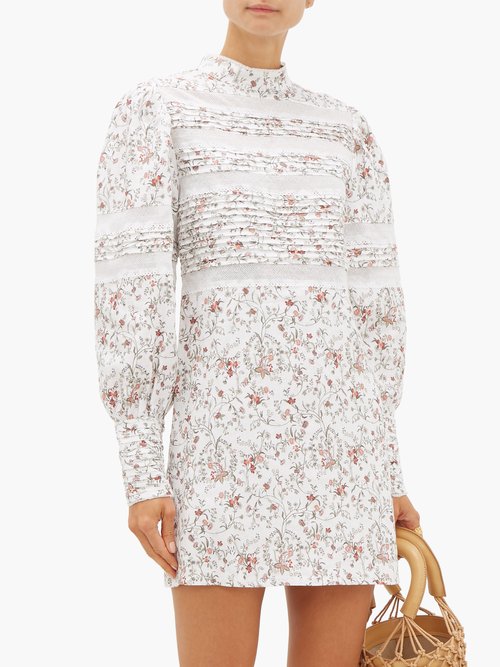 Sir Haisley High-neck Mesh-panel Mini Dress Ivory Multi - 50% Off Sale
