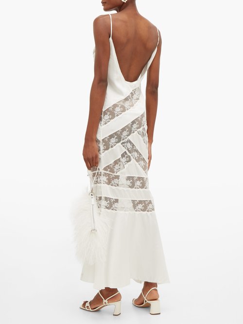 Sir Aries Chantilly-lace Silk-charmeuse Slip Dress White - 70% Off Sale