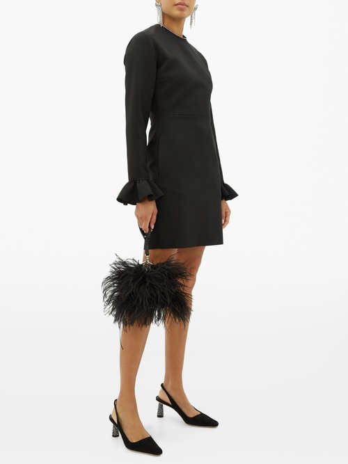 MSGM Ruffle-cuff Crepe Mini Dress Black - 60% Off Sale