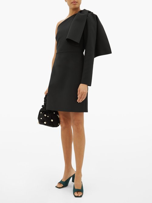 MSGM One-shoulder Crepe Mini Dress Black - 50% Off Sale
