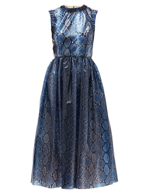 Emilia Wickstead - Maidy Python-print Pvc Dress Blue Multi