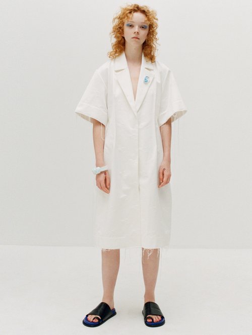 Marina Moscone Floral-jacquard Cotton Shirt Dress White - 60% Off Sale