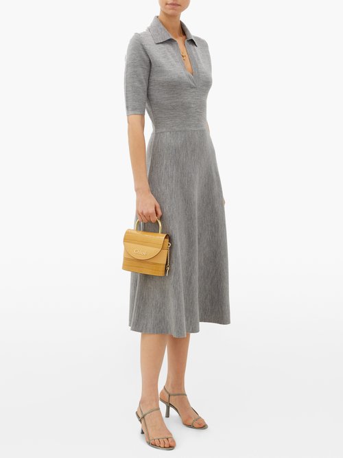 Gabriela Hearst Bourgeois Collared Wool-blend Midi Dress Grey