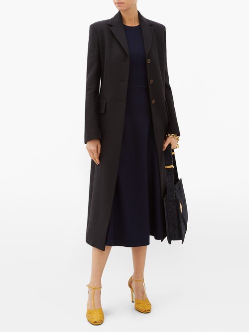 Gabriela Hearst Seymore Wool-blend Midi Dress Navy