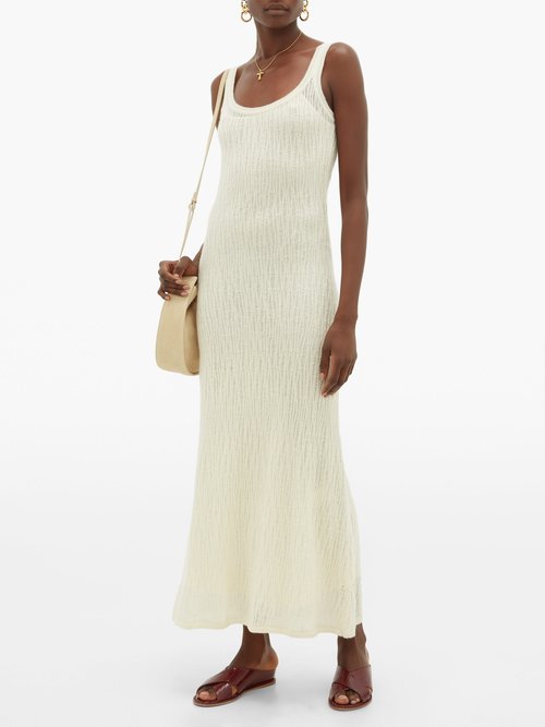 Gabriela Hearst Lissa Cashmere-blend Open-weave Maxi Dress Ivory