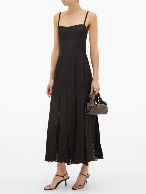 Gabriela Hearst Godard Knitted-godet Wool-blend Midi Dress Black