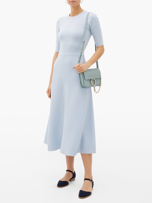 Gabriela Hearst Seymore Wool And Cashmere-blend Midi Dress Light Blue