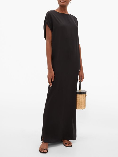 Thea The Gaia Cowl-back Silk-georgette Maxi Dress Black - 40% Off Sale