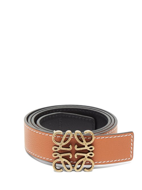 Loewe - Anagram-buckle Reversible Leather Belt - Mens - Brown