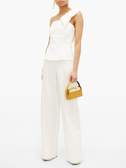 Roland Mouret Whitefield Rippled-plissé One-shoulder Top White – 70% Off Sale