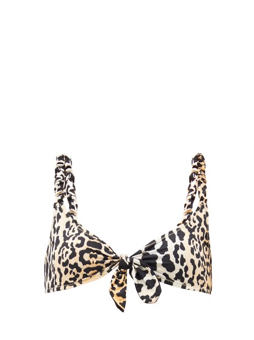 Reina Olga - Luca Knotted Leopard-print Bikini Top Leopard Beachwear