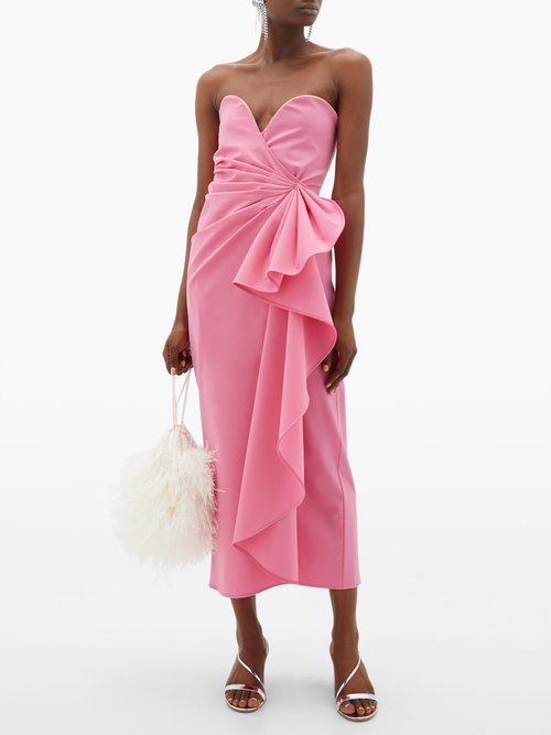 The Attico Bustier Draped Wool-blend Dress Pink - 60% Off Sale