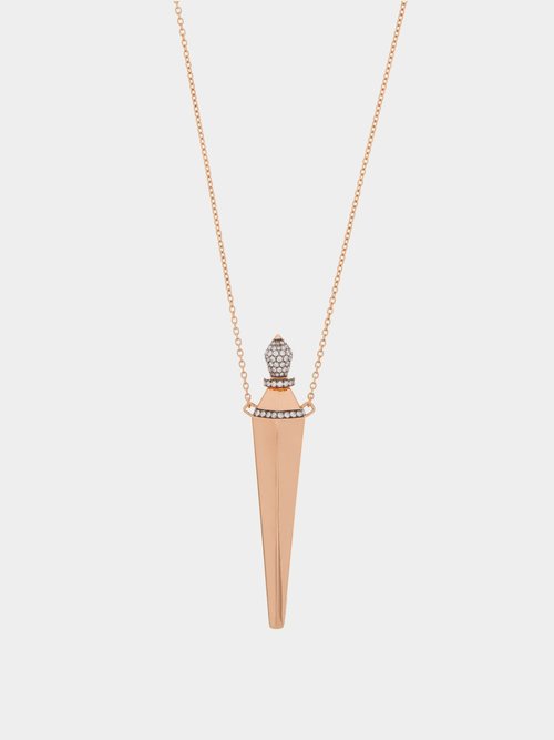 Diane Kordas Diamond Pavé & 18kt Rose-gold Amulet Necklace