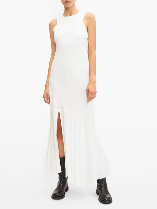 Ann Demeulemeester Asymmetric Side-slit Twill Dress White - 60% Off Sale