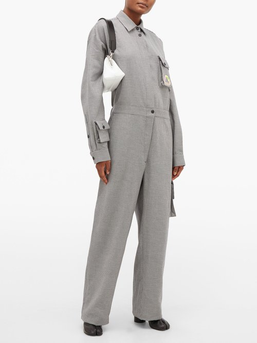 Natasha Zinko Houndstooth Cotton Jumpsuit Grey