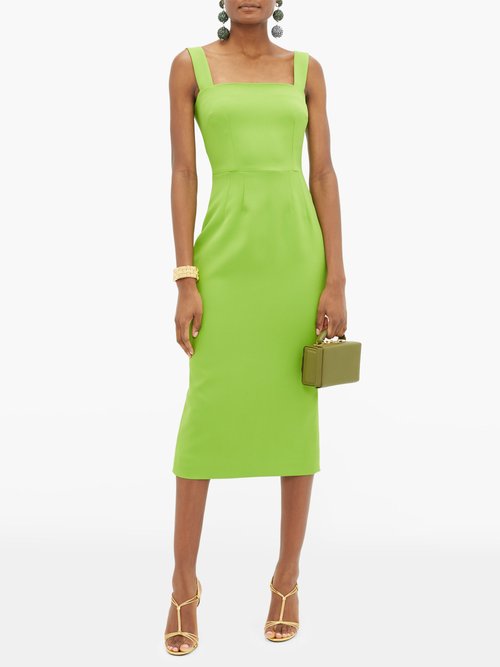 Dolce & Gabbana Square-neck Cady Pencil Dress Green