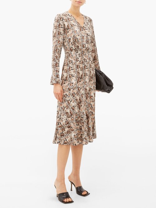 Altuzarra Martha Snake-print Silk Midi Dress Ivory - 70% Off Sale