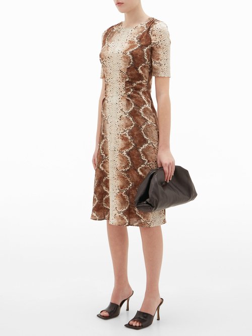 Altuzarra Silvia Snake-print Silk-crepe Midi Dress Ivory - 70% Off Sale