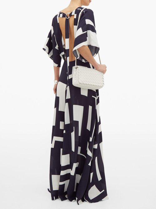 Odyssee Open-back Geometric-print Crepe Maxi Dress Black Print - 60% Off Sale