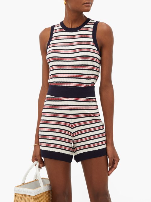 Odyssee Liberte Striped Knitted Tank Top Red Stripe