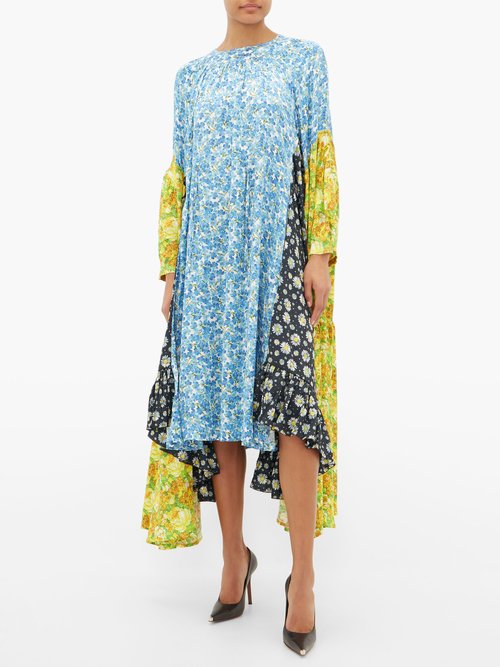 Vetements Panelled Floral-print Satin-jacquard Dress Multi - 60% Off Sale