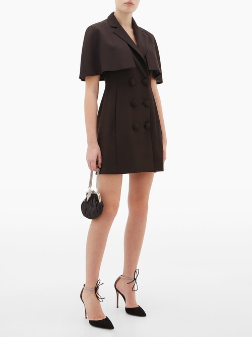 Sara Battaglia Cape-sleeve Crepe Blazer Dress Black - 60% Off Sale