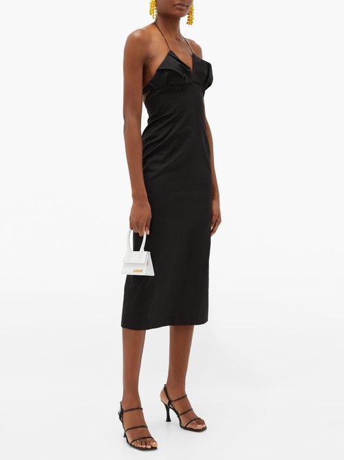 Jacquemus Bambino Halterneck Pleated Dress Black - 60% Off Sale